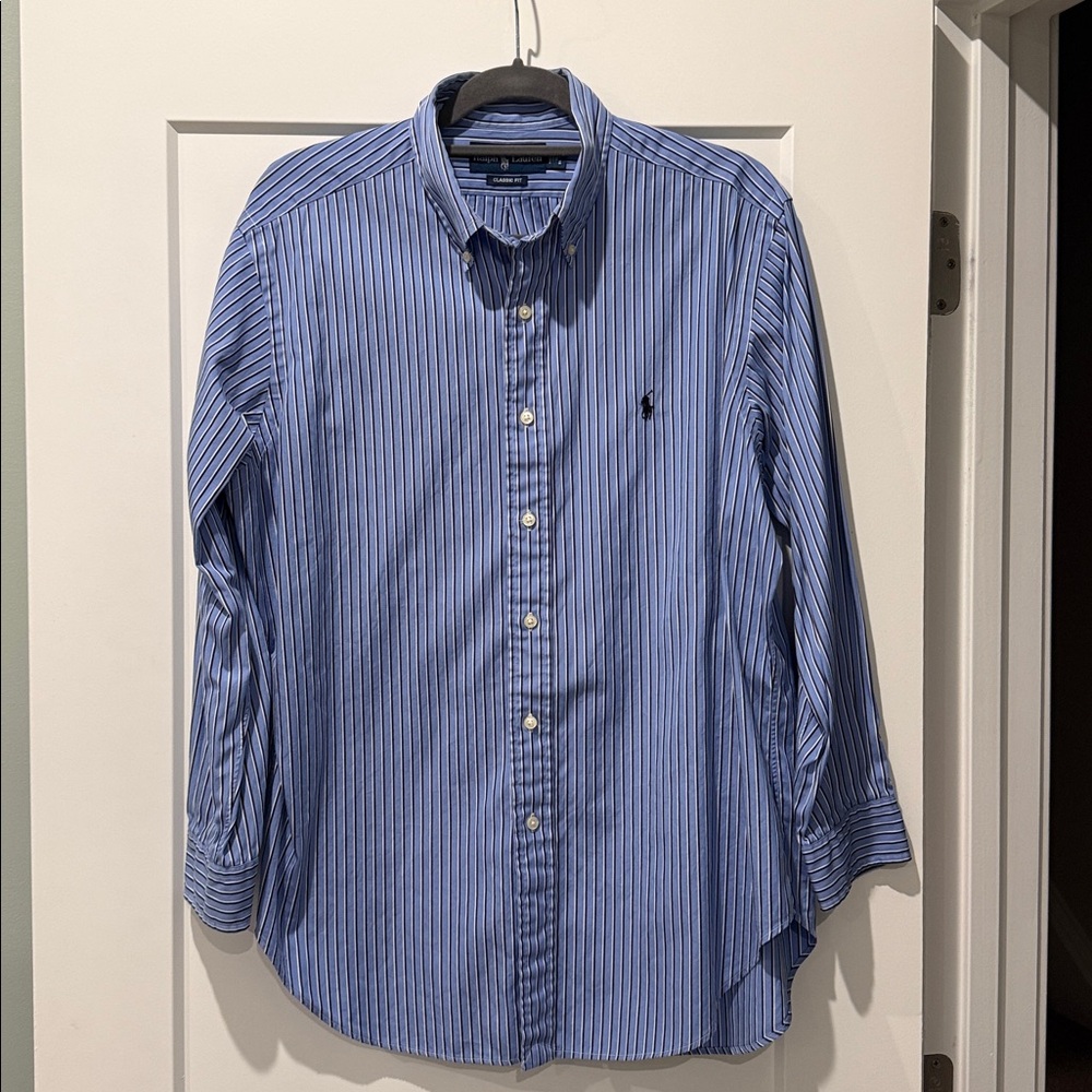 Ralph Lauren Classic Blue and White Striped Shirt